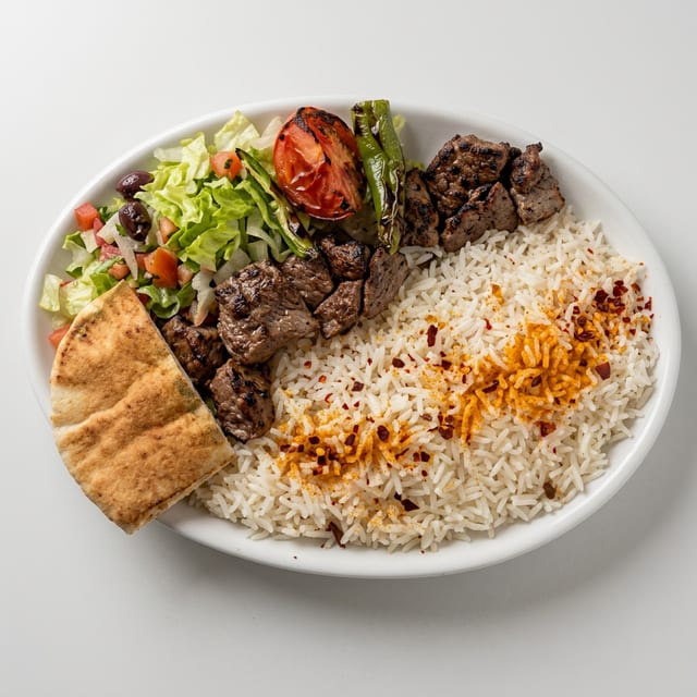 Beef Seekh Kabab with Rice.